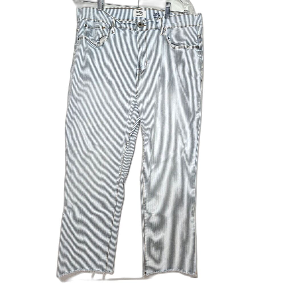 Kensie High Rise Slim Straight Jeans | Women's Size 14/32 | Cropped Stripe Denim